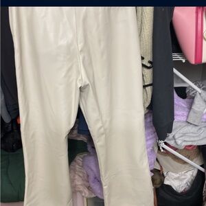 Zara Off-White Leather Pants